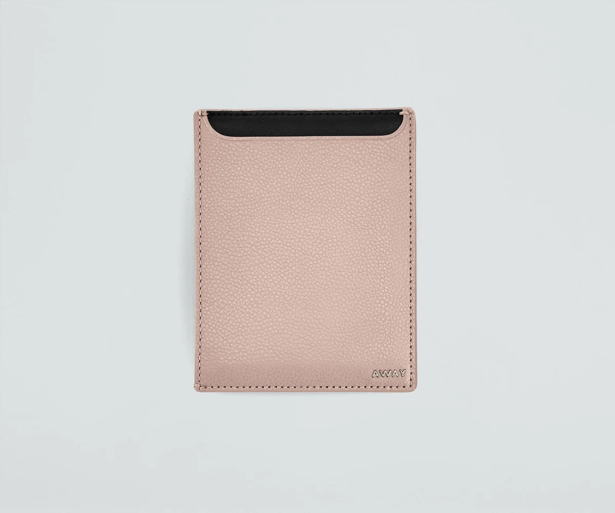 Front view of the passport wallet with a contrasting interior color