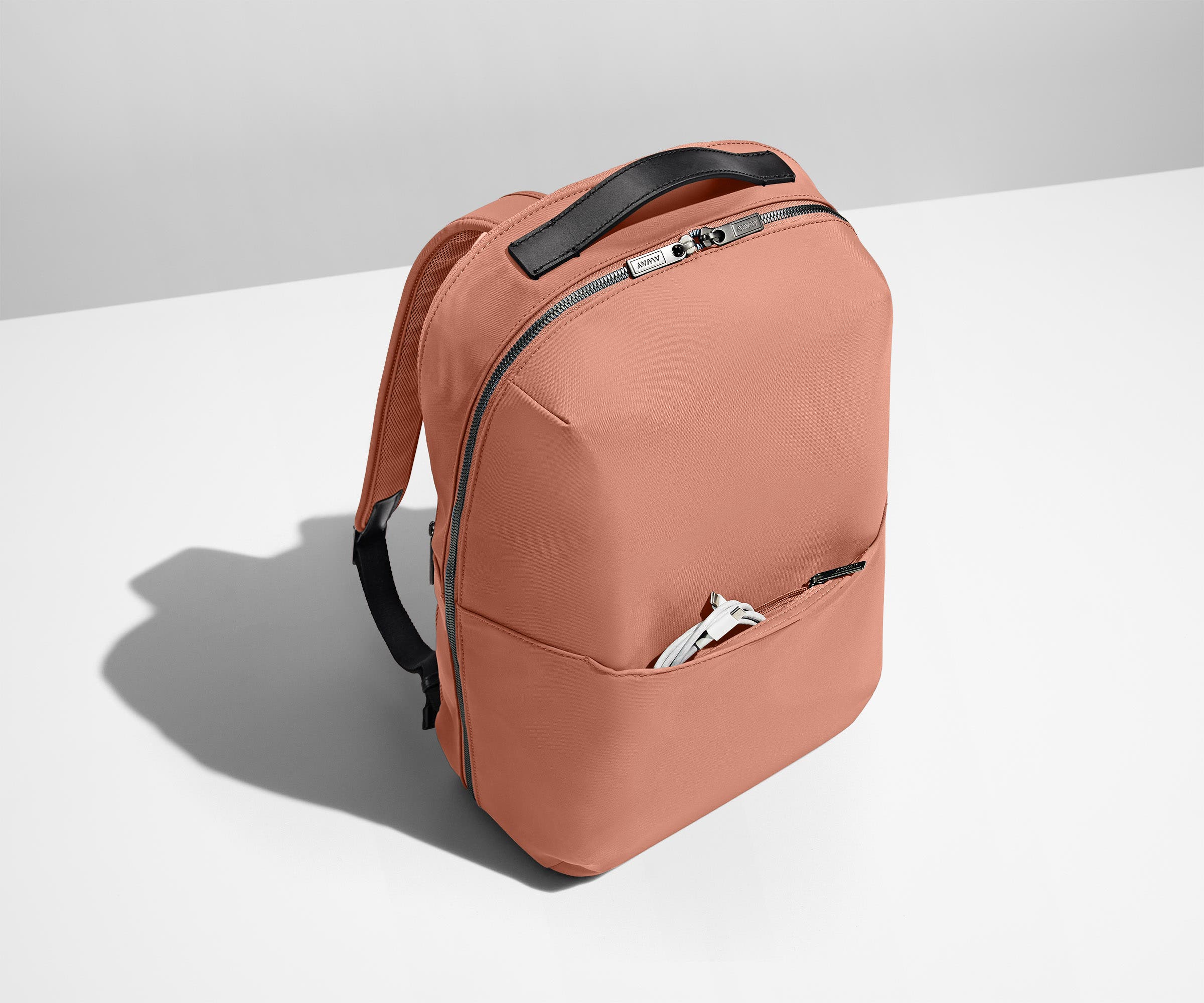 Charging cord packed in the exterior front pocket