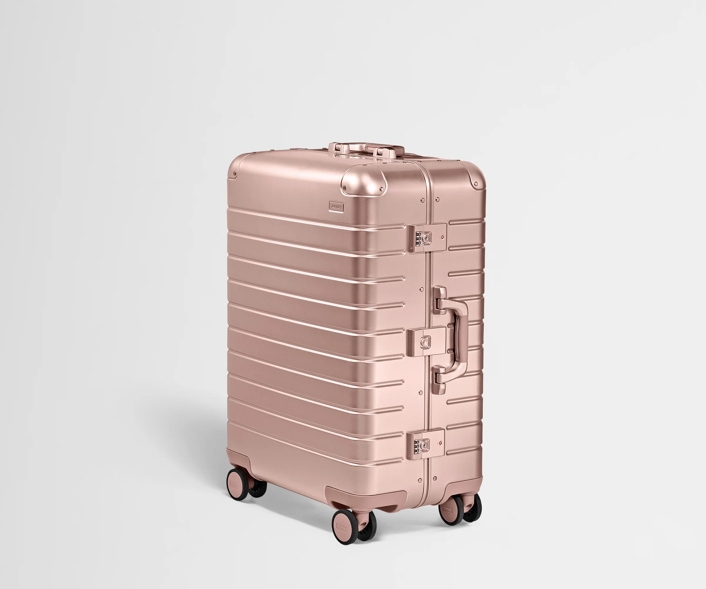 Angled product view of the Medium: Aluminum Edition in Rose Gold