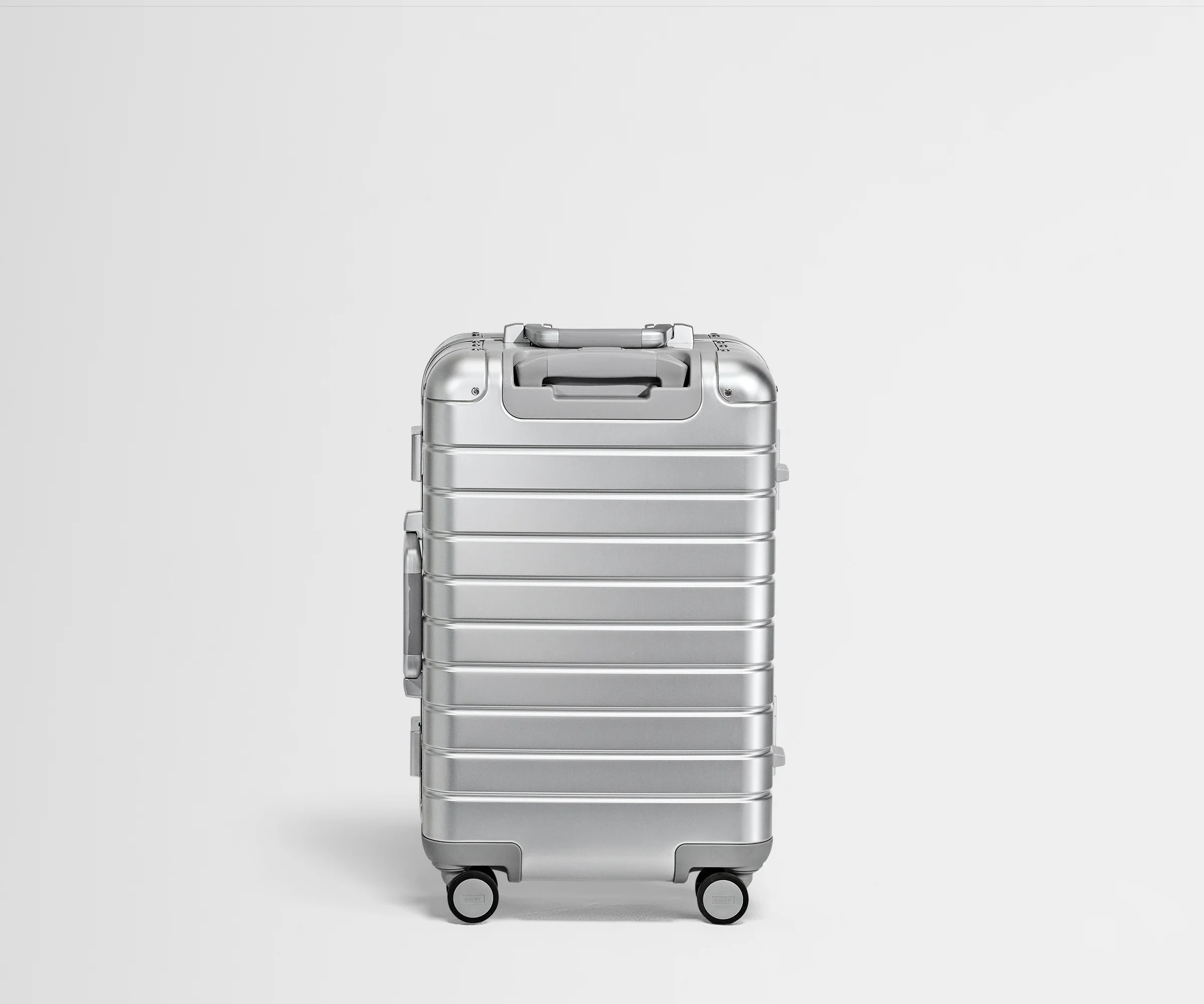 Back view of the Bigger Carry-On: Aluminum Edition in Silver