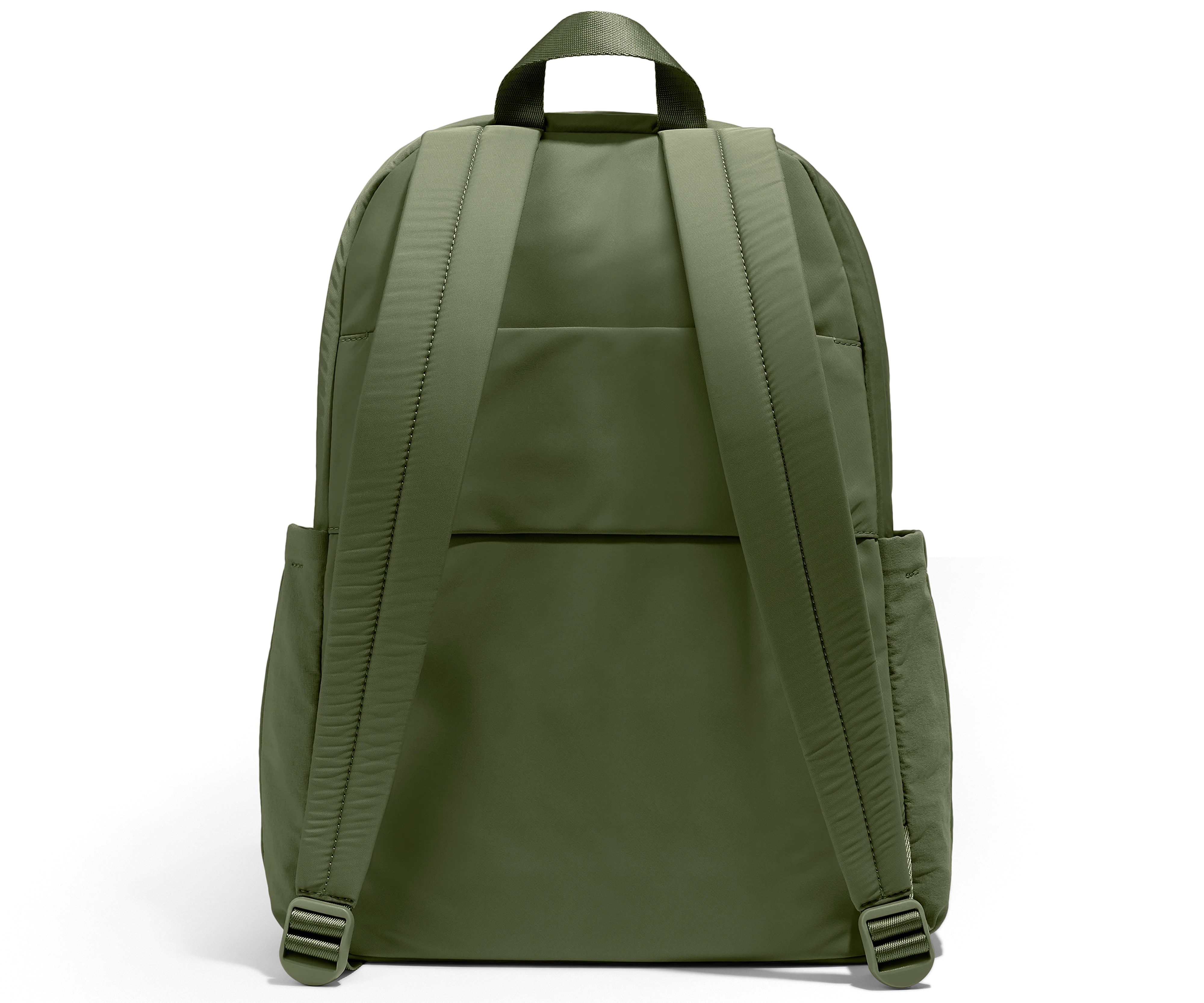 Green backpack on a white background