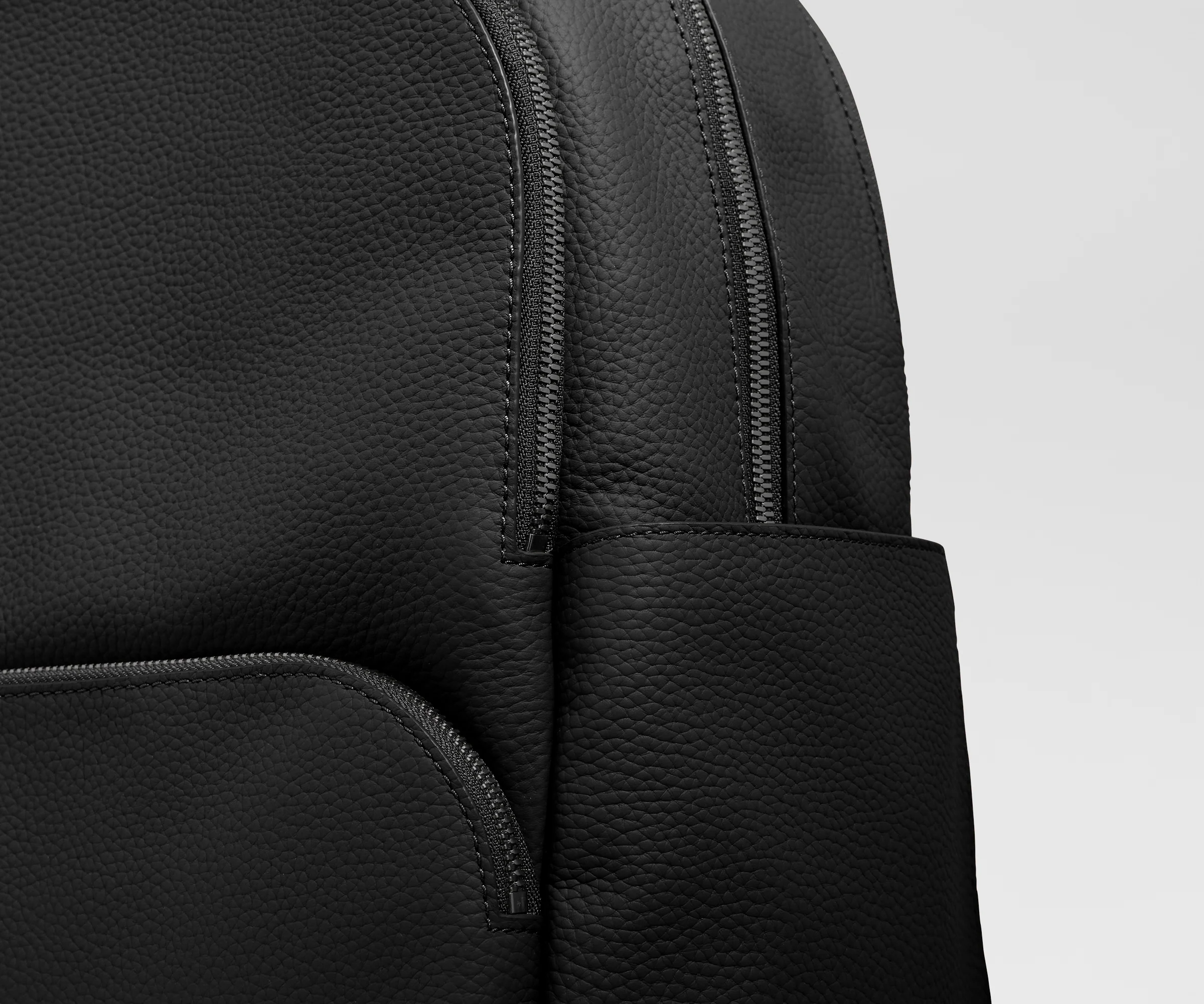 Leather Backpack in Jet Black