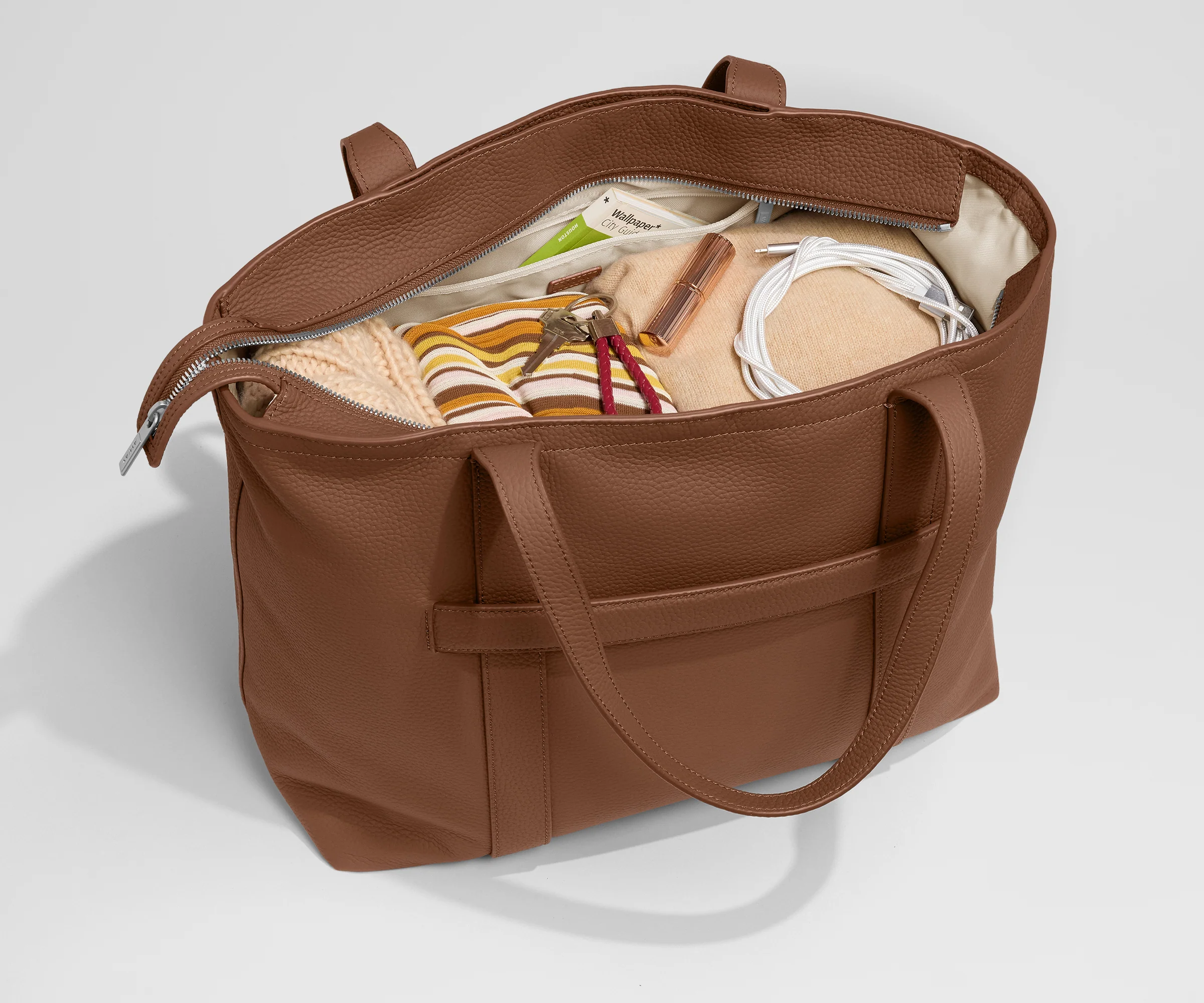 Leather Tote in Saddle Brown