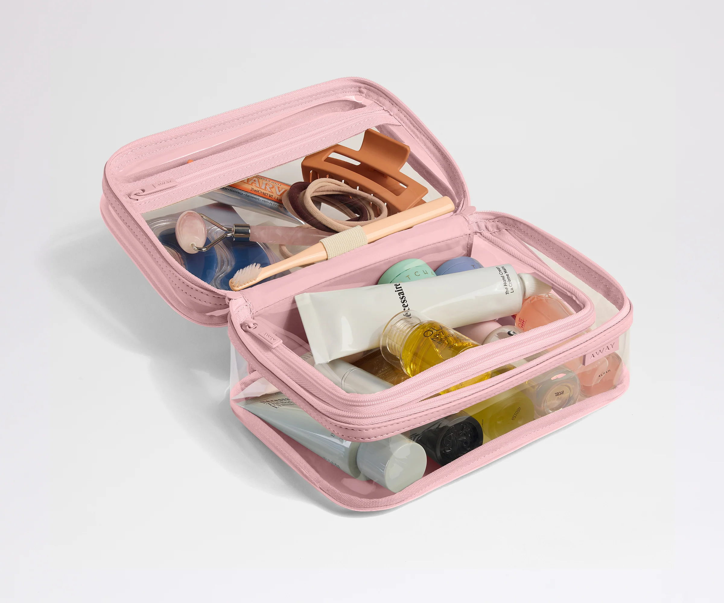 Clear Toiletry Bag in Blush Pink